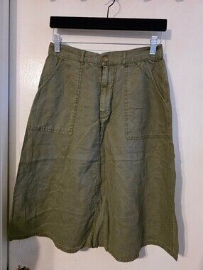 Artisan Ny Olive Greeb 100% Linen Skirt